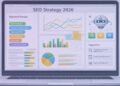 Complete SEO strategy 2026 planning board on a modern desk