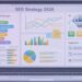 Complete SEO strategy 2026 planning board on a modern desk