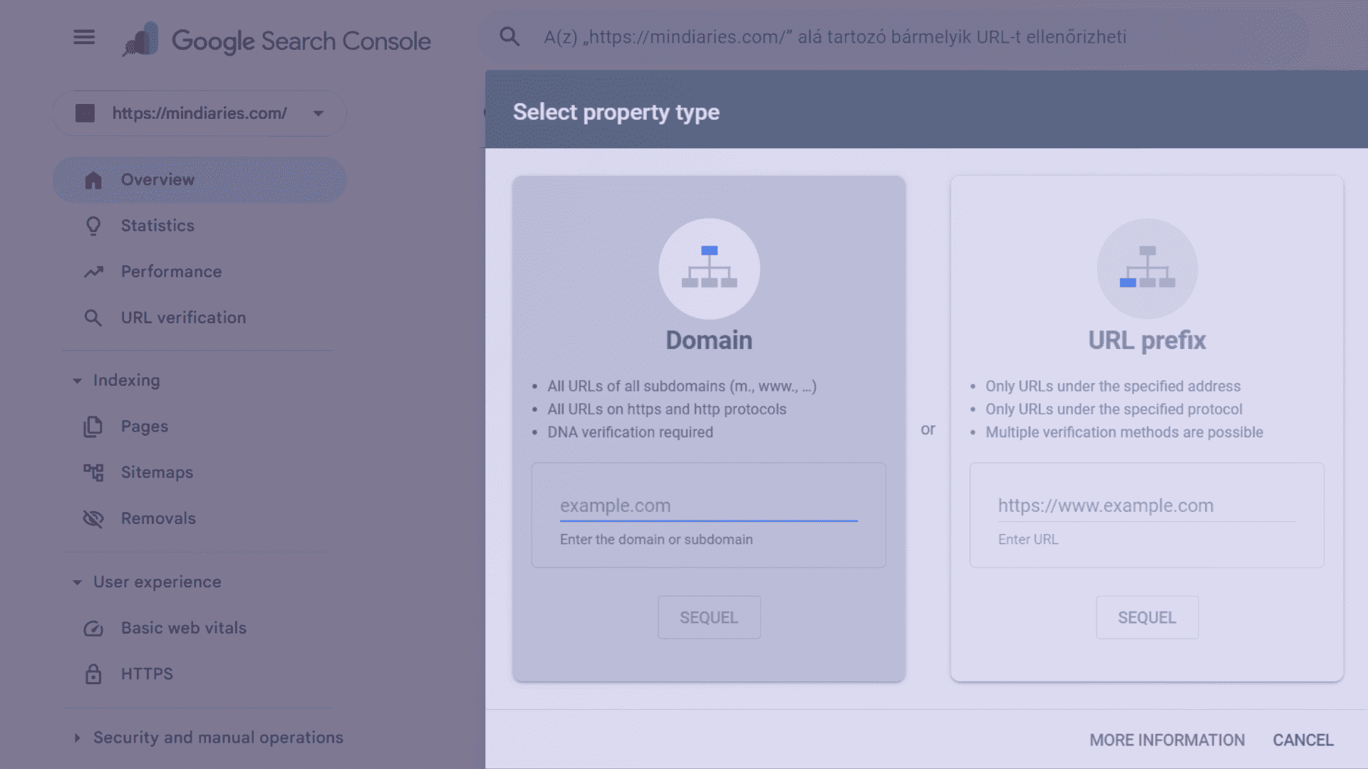Google Search Console – Add property
